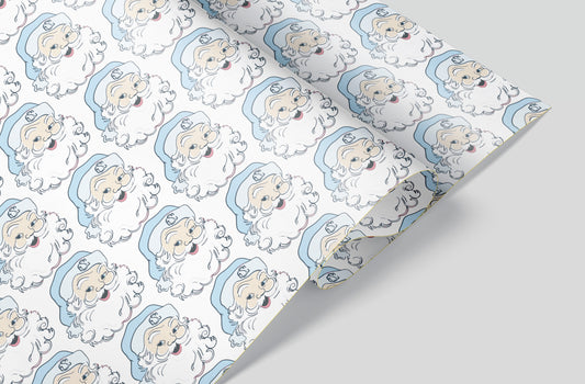 Blue Santa Wrapping Paper Pre-Order