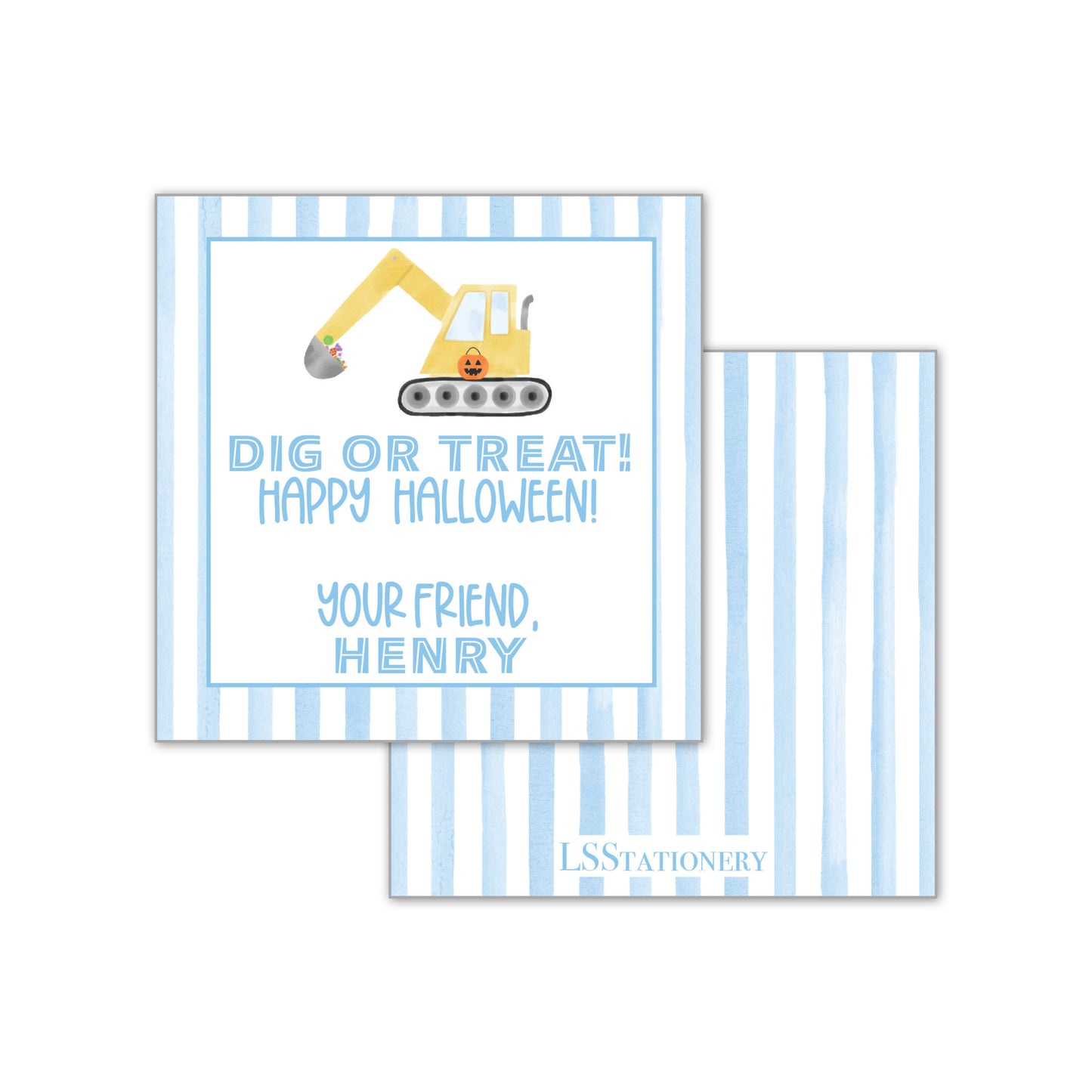 Dig or Treat - blue stripe Gift Tag