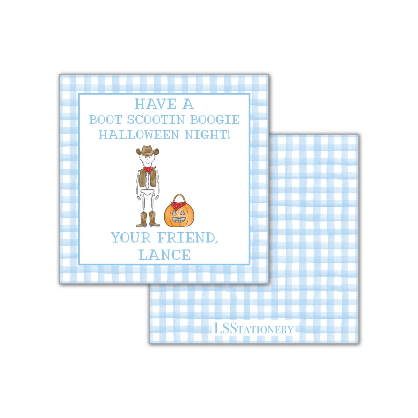 BOOt Scooting BOOgie - blue gingham Gift Tag
