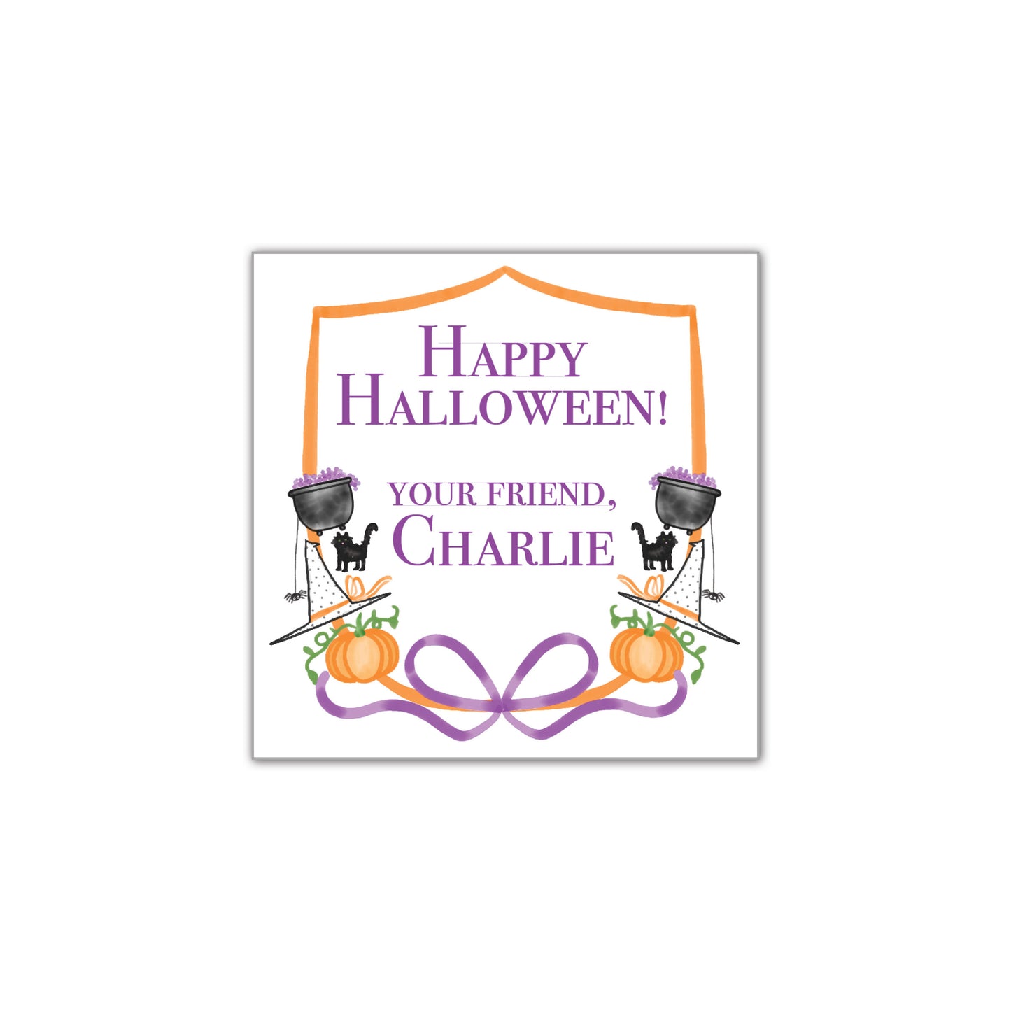 Happy Halloween Crest - orange gingham Gift Tag