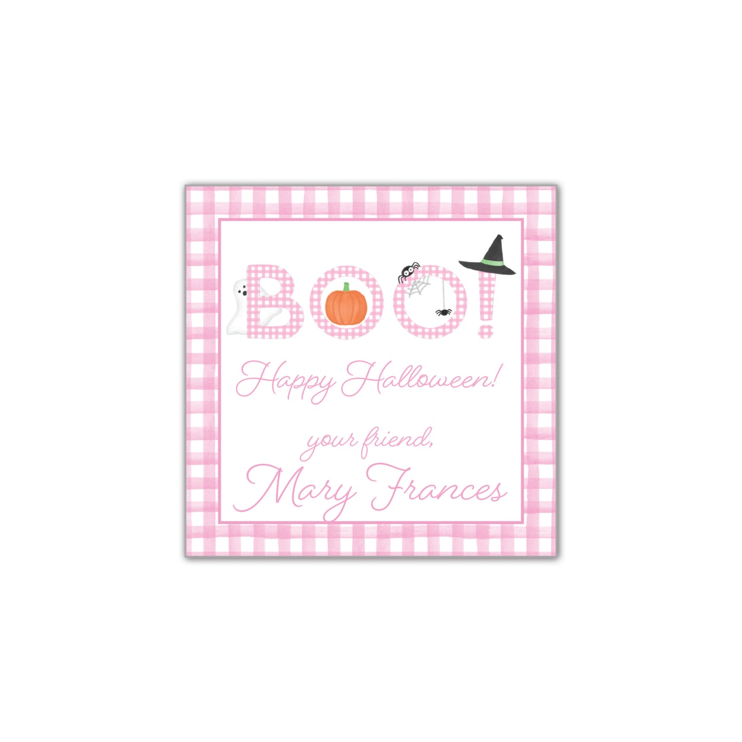 Boo - pink gingham Gift Tag