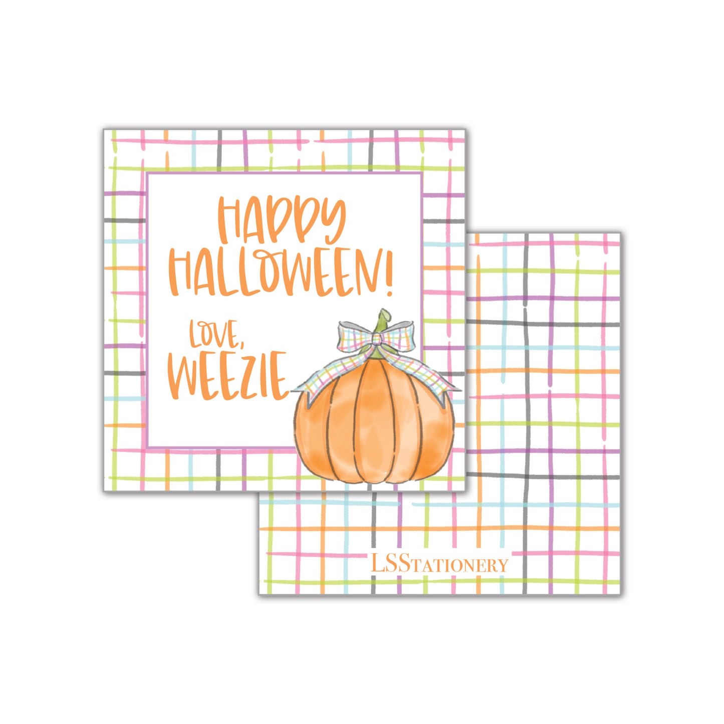 Happy Halloween Pumpkin - plaid Gift Tag