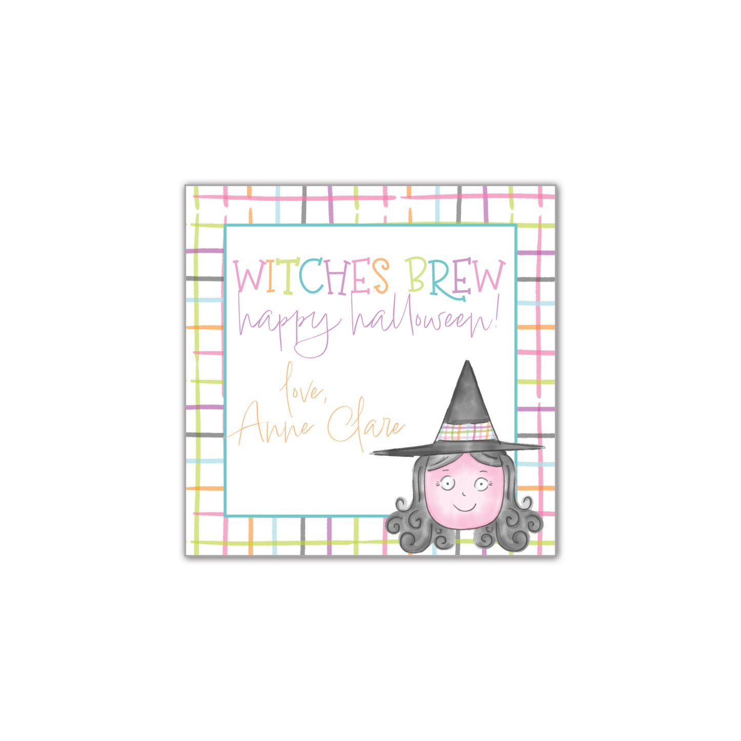 Witches Brew - plaid Gift Tag