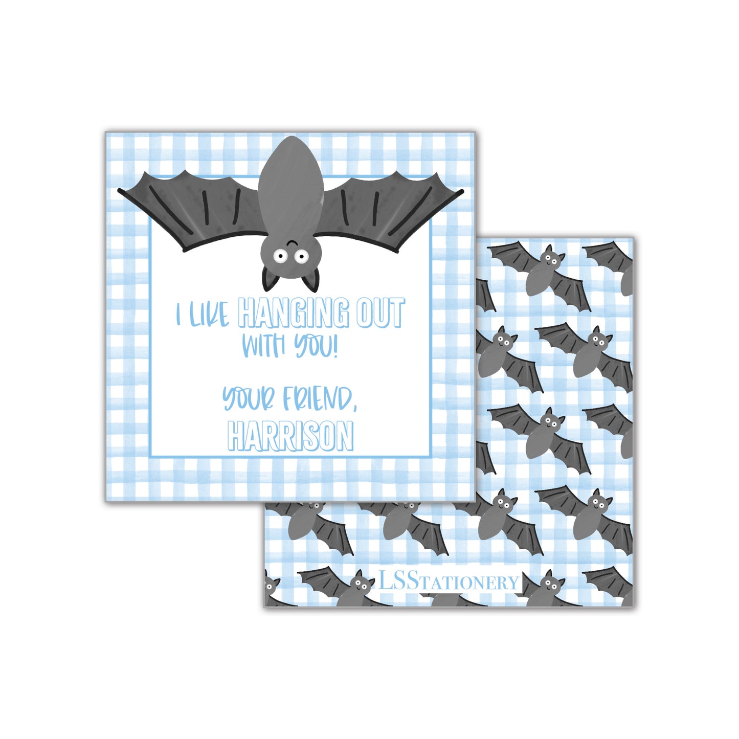Hanging with You - blue gingham Gift Tag
