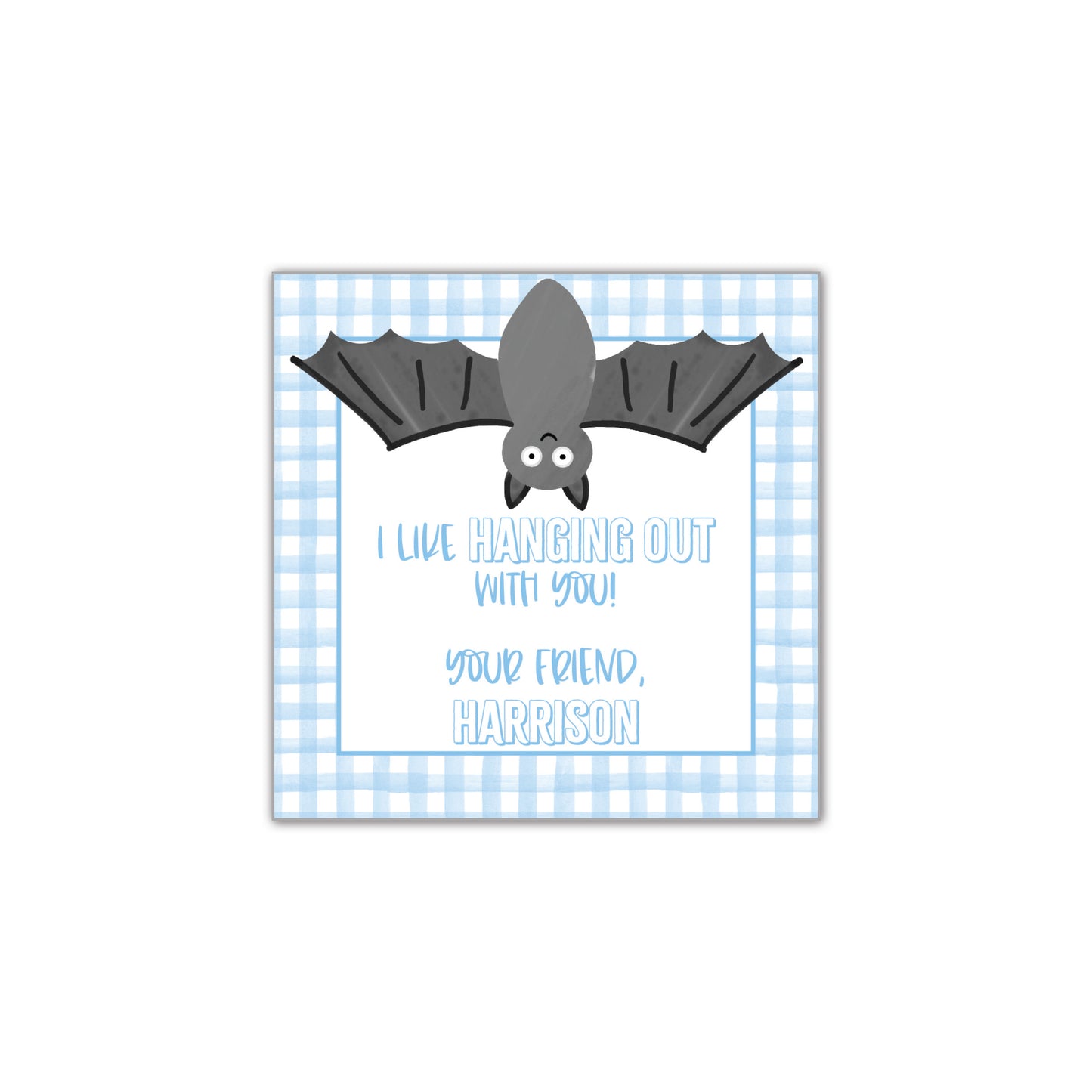 Hanging with You - blue gingham Gift Tag