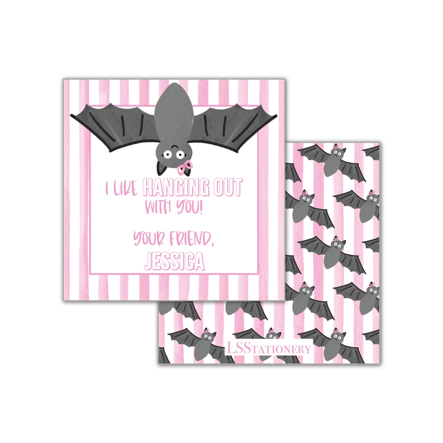 Hanging with You - pink stripe Gift Tag
