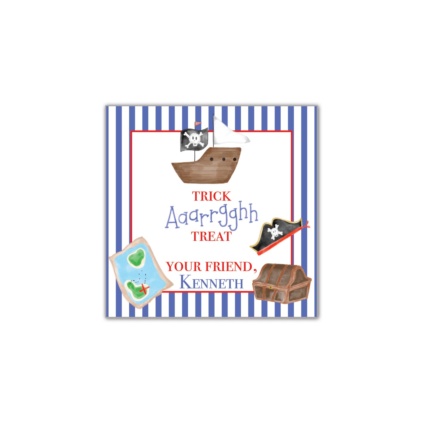 Trick Argghh Treat - blue stripe Gift Tag