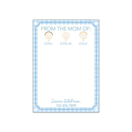 Blue Gingham Notepad