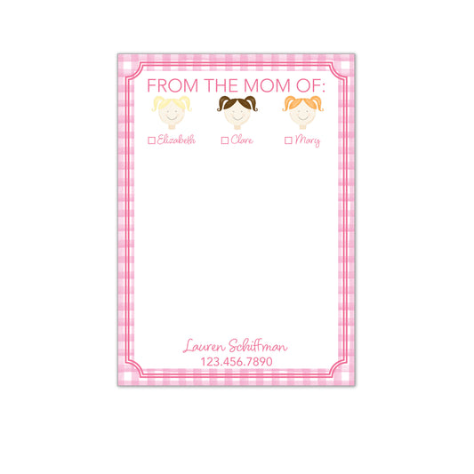 Pink Gingham Notepad