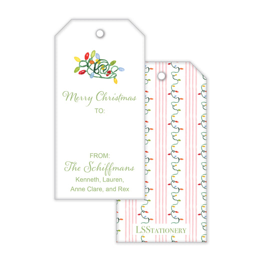 Garland with Lights Pastel Gift Tag