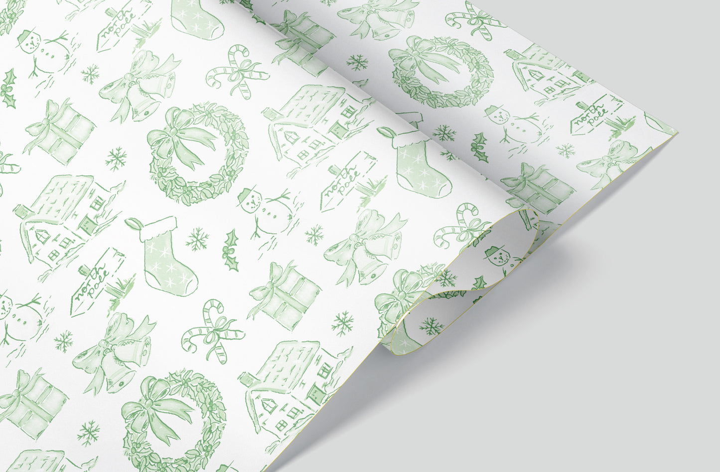 Ribbon Holly Green Festive Wrapping Paper Pre-Order