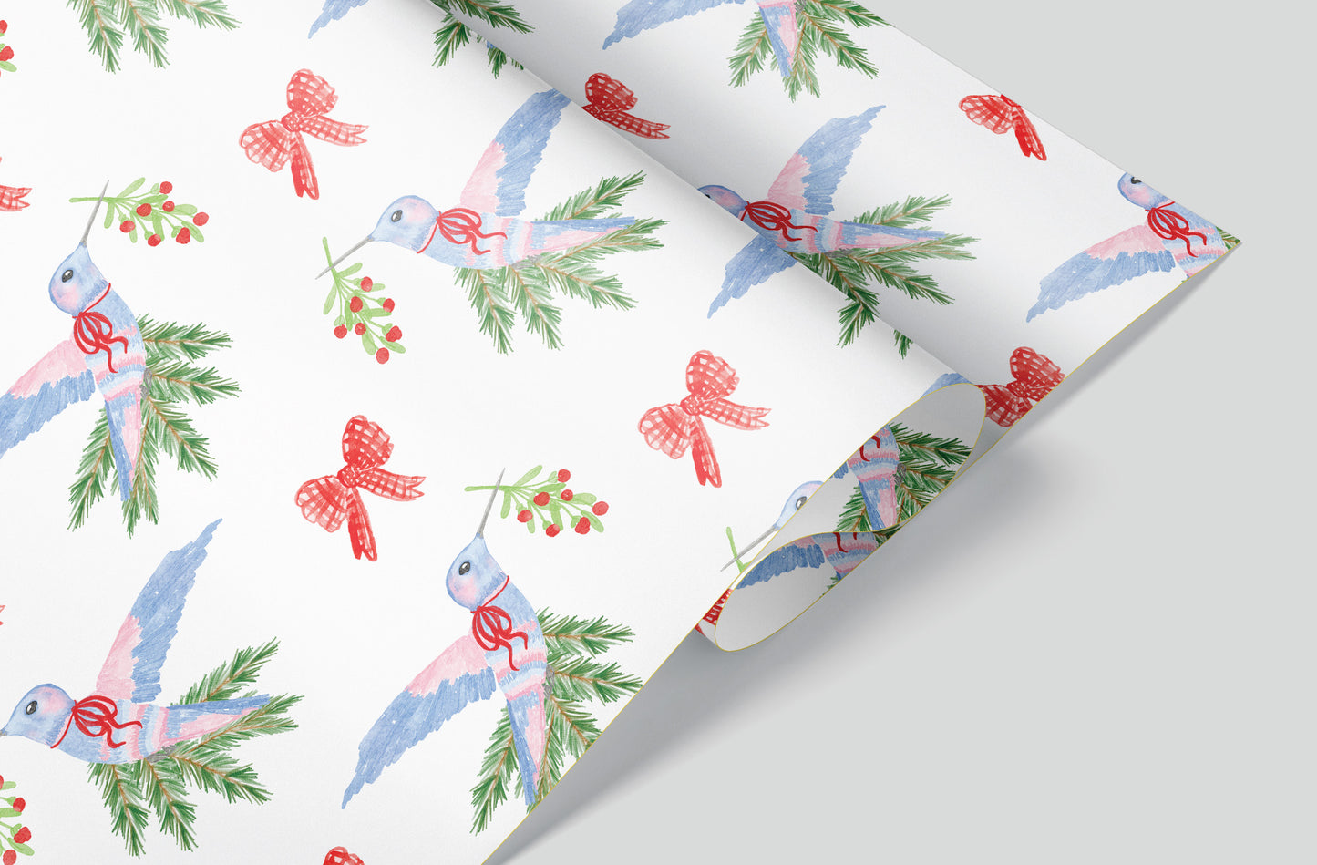 Hummingbird Holly Wrapping Paper Pre-Order