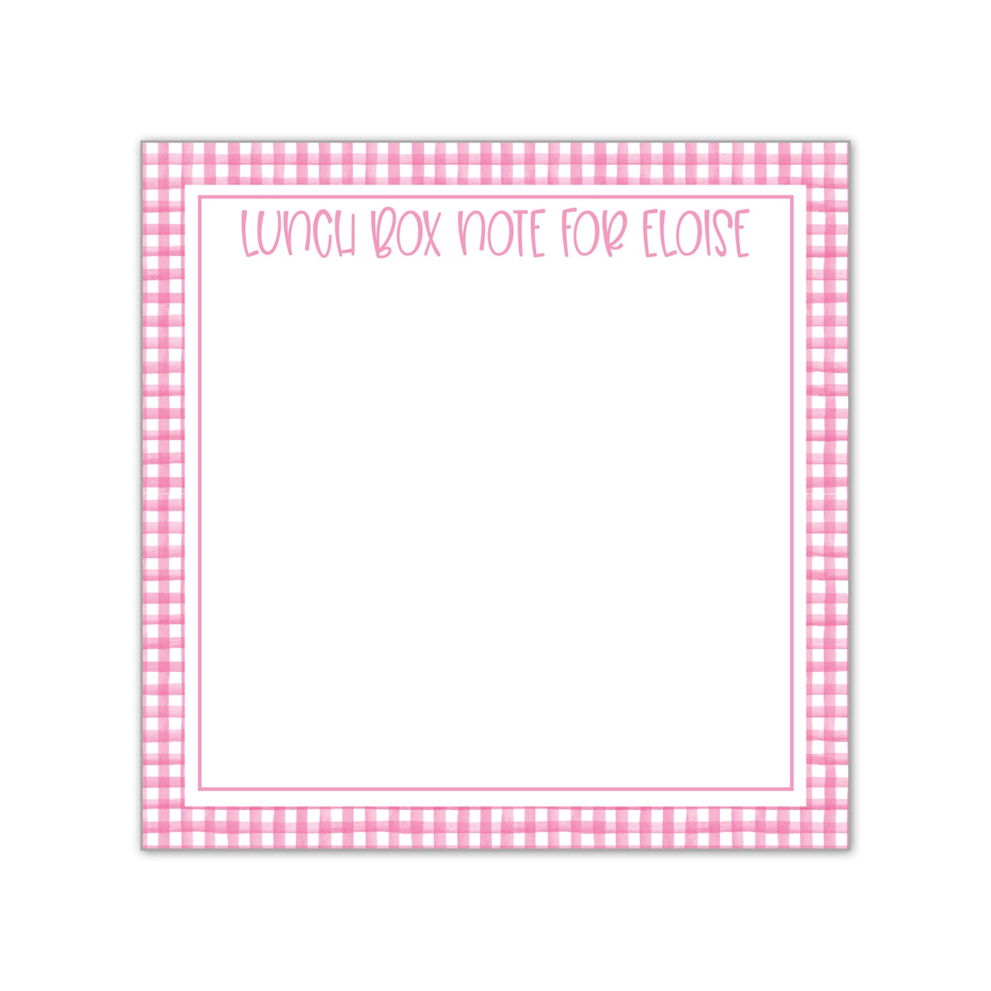 Pink Gingham Lunch Box Notes Notepad
