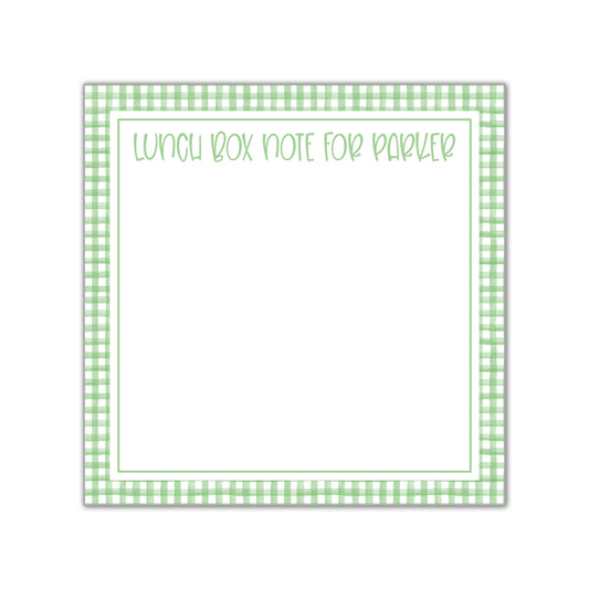 Green Gingham Lunch Box Notes Notepad