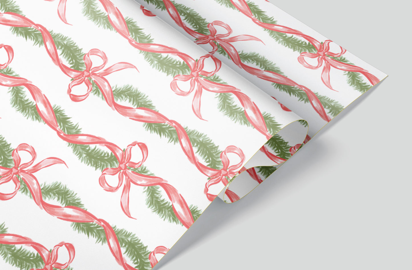 Red Bow Garland Wrapping Paper Pre-Order