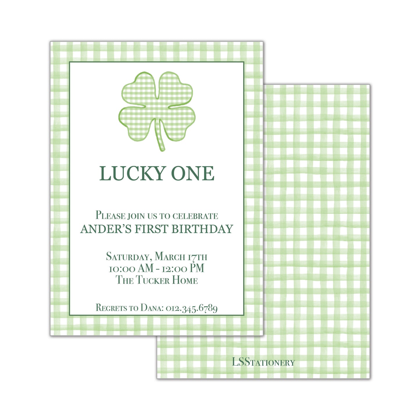 Lucky One Gingham Invitation