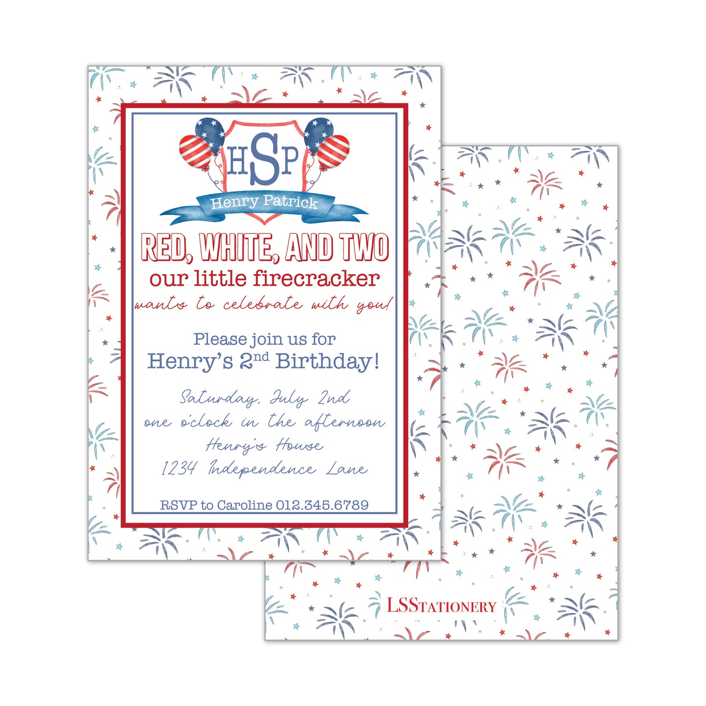 Red, White, and Two Invitation