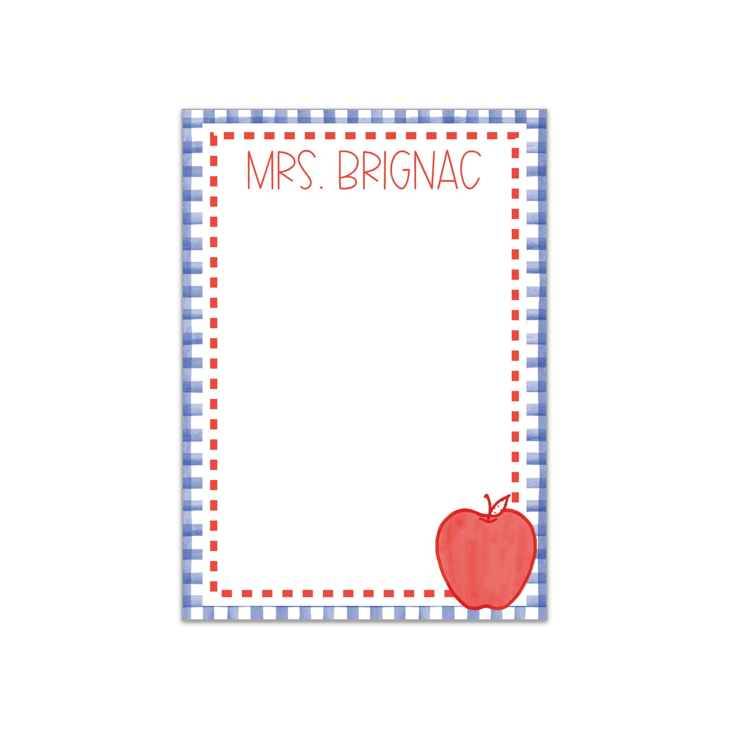 Gingham and Apple Notepad